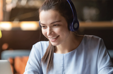 Young woman wearing headphones