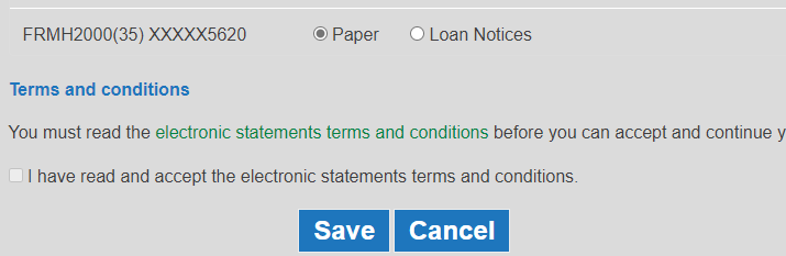 snapshot of estatement for loan selection in online banking