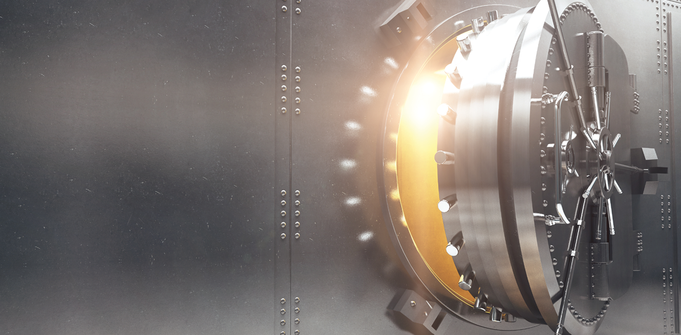 Web banner - bank vault door opening