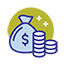 bag of money with stack of coins icon